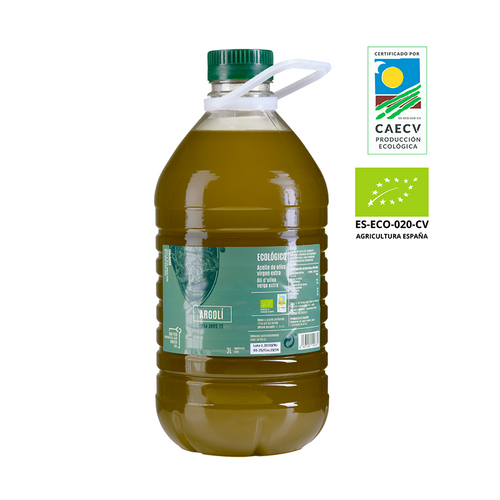 Argolí ecológico aceite de oliva virgen extra 3 litros PET Moixent